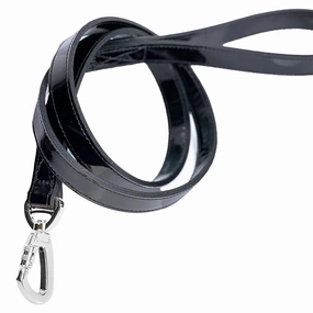 Imperial Collection Dog Leash Black Patent/Black Diamond/Nickel