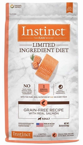Instinct Limited Ingredient Diet Adult Grain Free Real Salmon Recipe Natural Freeze-Dried Raw Coated in Kibble Dry Dog Food