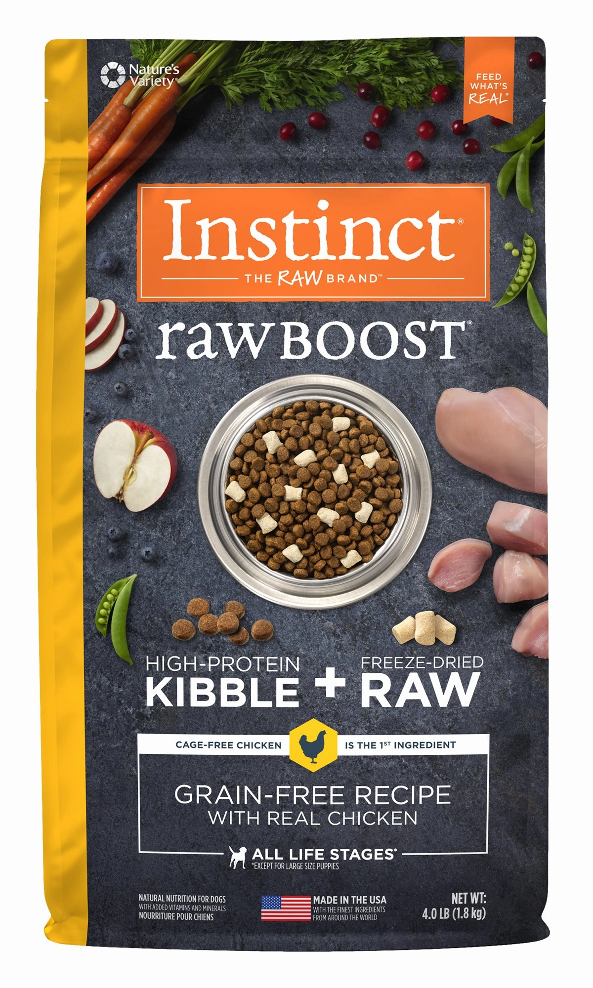 Instinct Raw Boost Grain Free Recipe with Real Chicken Natural Freeze-Dried Raw   Kibble Dry Dog Food