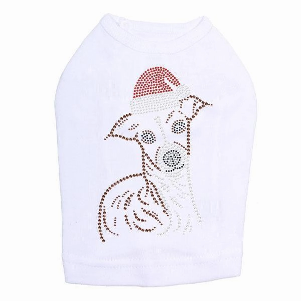 Italian Greyhound Santa Rhinestone Dog Tank