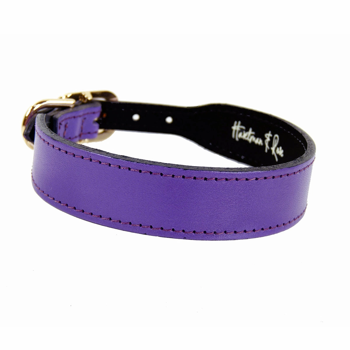Italian Leather Dog Collar Lavender/Gold