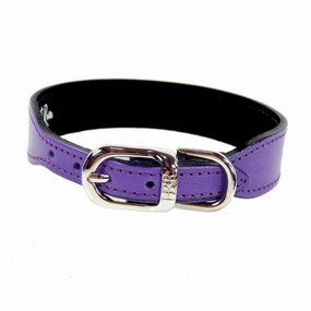 Italian Leather Dog Collar Lavender/Nickel