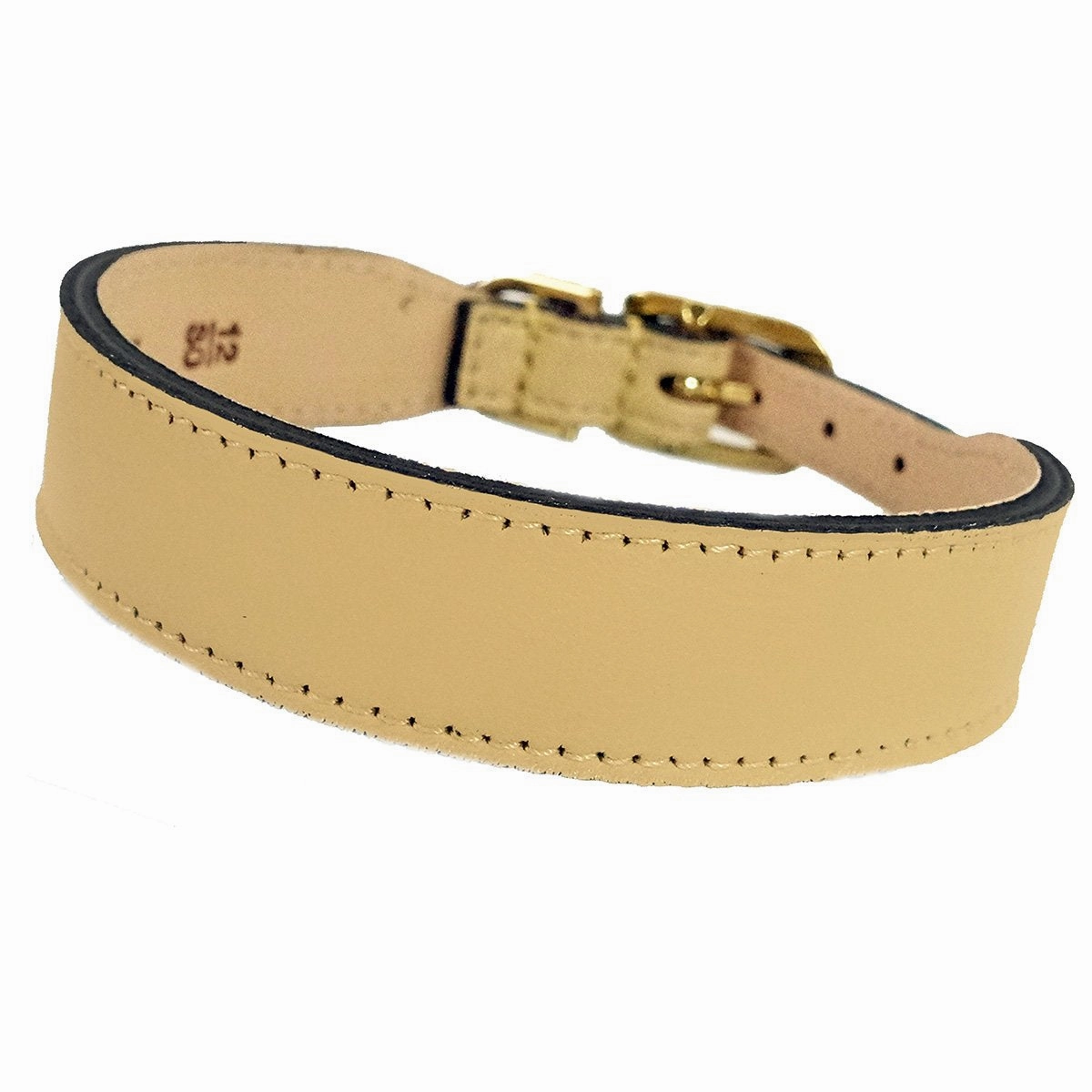 Italian Leather Dog Collar Vanilla/Gold