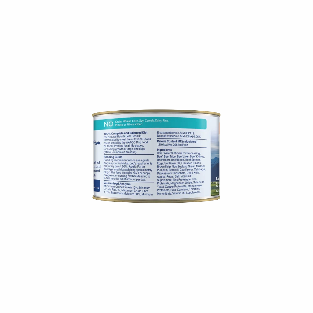 K9 Natural Canned Dog Food - Hoki & Beef Feast