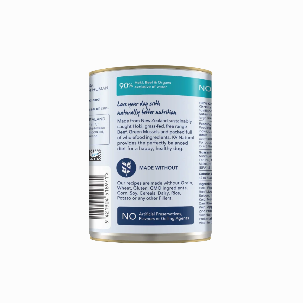 K9 Natural Canned Dog Food - Hoki & Beef Feast