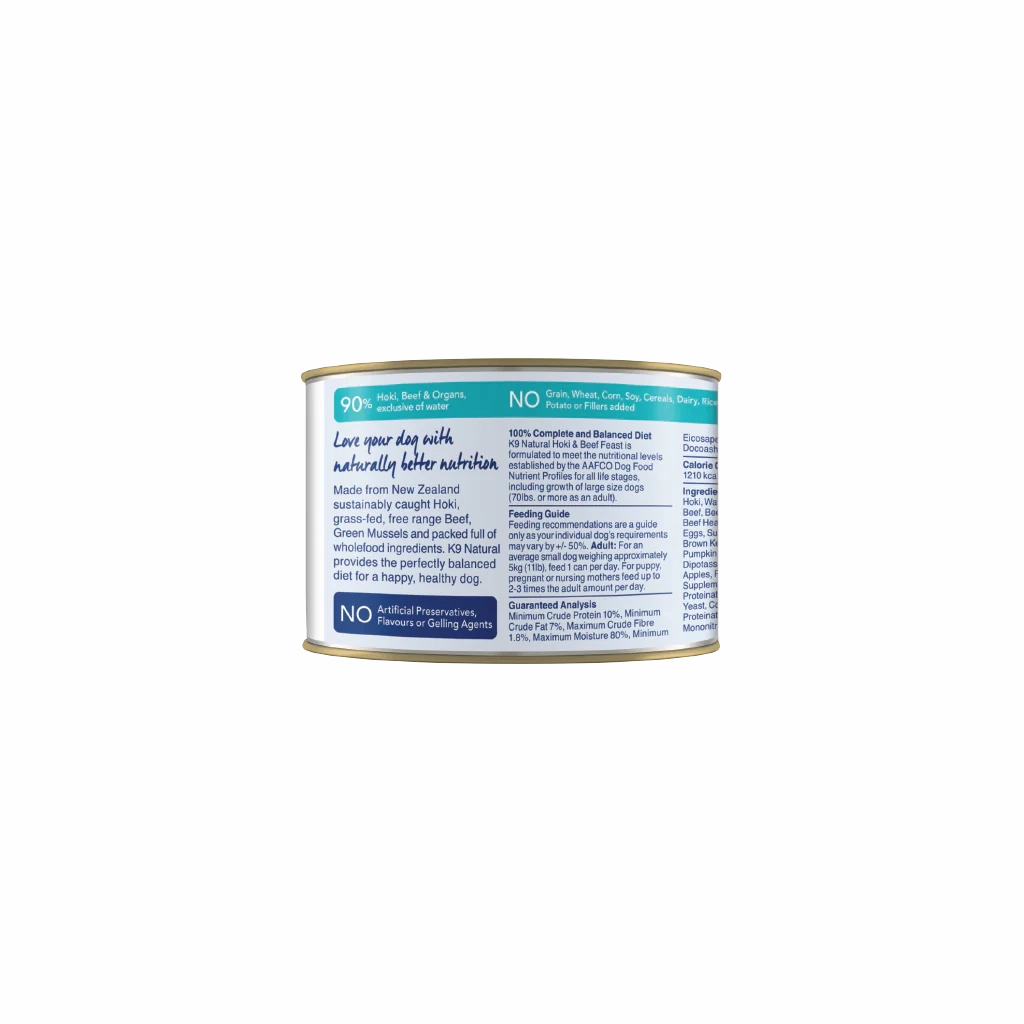 K9 Natural Canned Dog Food - Hoki & Beef Feast
