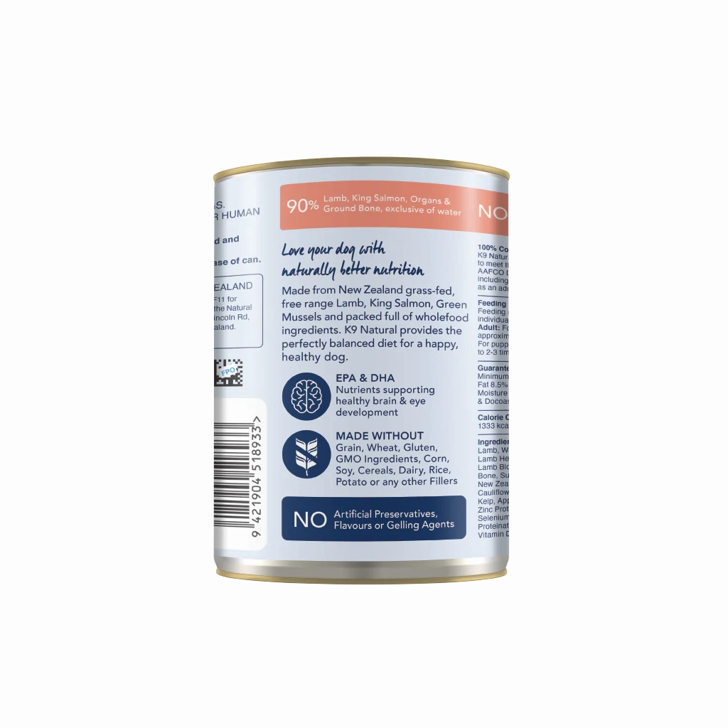 K9 Natural Canned Dog Food - Lamb & King Salmon Feast