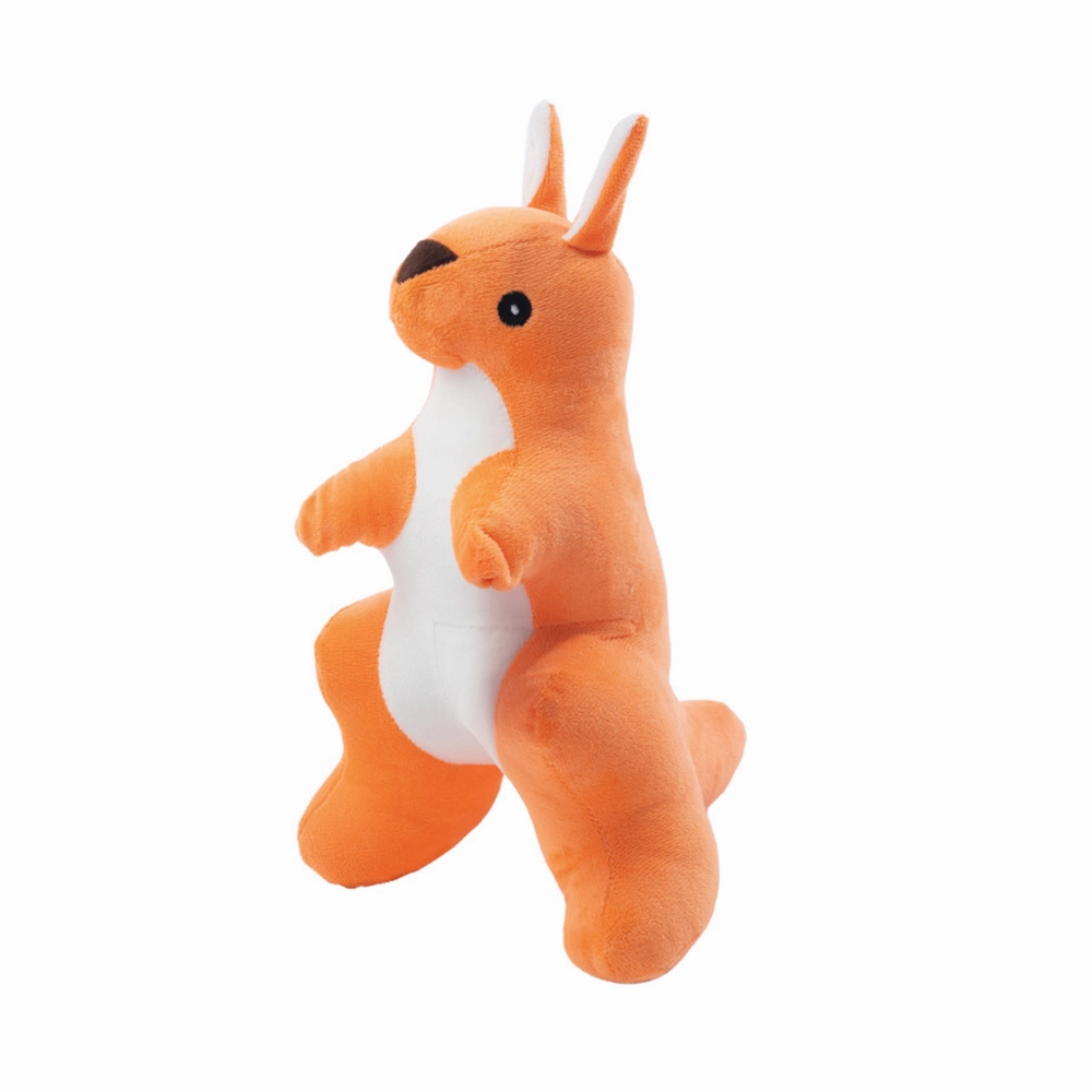 Kibbo Non Toxic & Durable Soft Stuffed Kangaroo Chew Toy for Dogs and Cats (Neon Red)