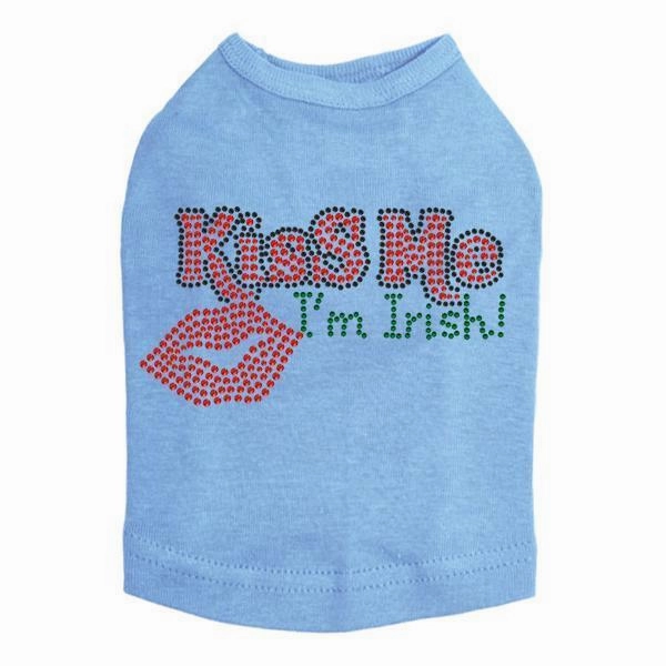 Kiss Me I'm Irish Rhinestone Dog Tank