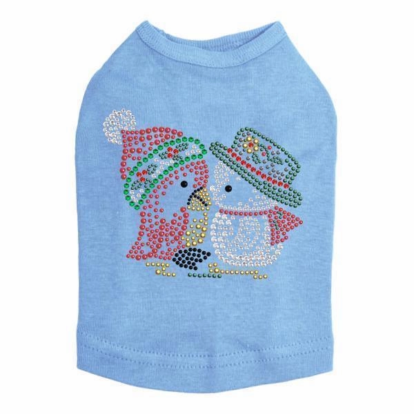 Kissing Xmas Birds Rhinestone Dog Tank