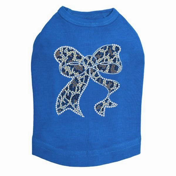 Leopard Bow Rhinestone Dog Tank