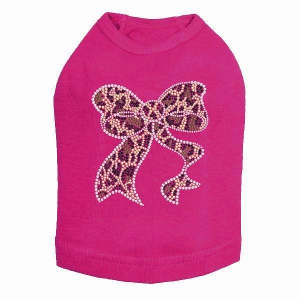 Leopard Bow Rhinestone Dog Tank
