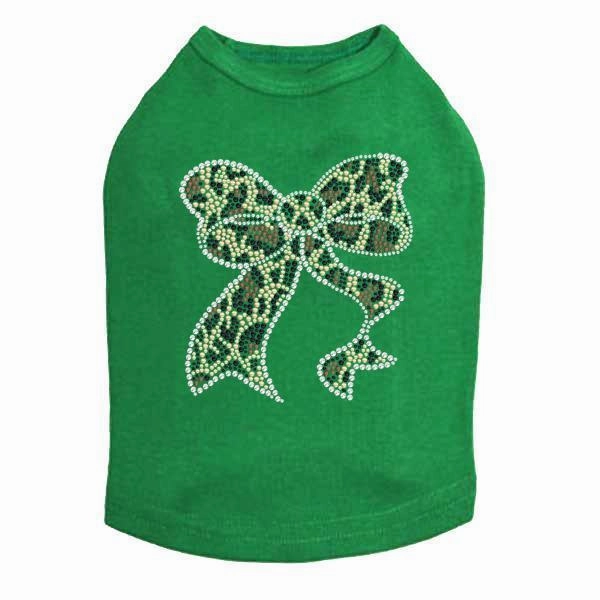 Leopard Bow Rhinestone Dog Tank