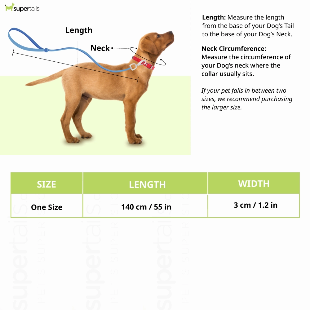 Let's Wag Double Handle Fabric Leash for Dogs (Black)