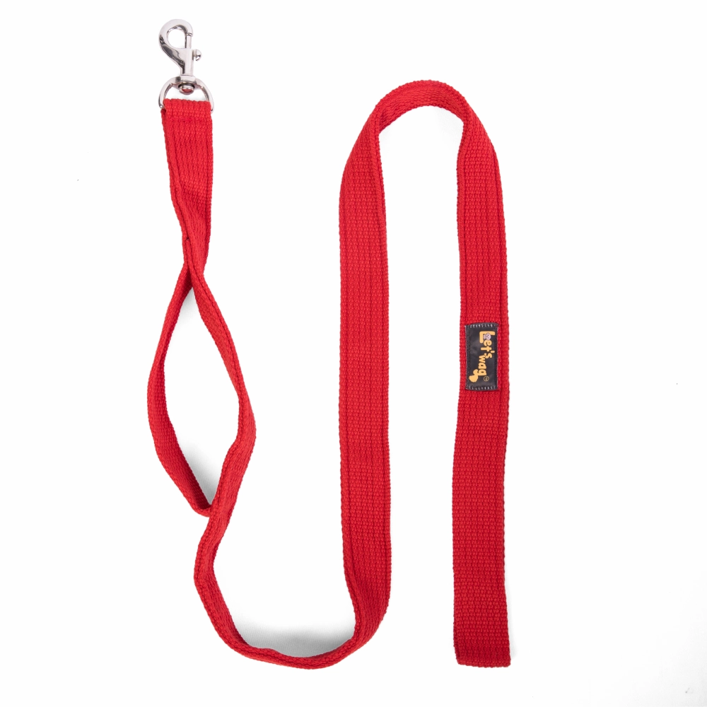 Let's Wag Double Handle Fabric Leash for Dogs (Red)