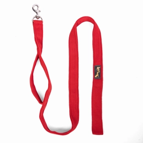 Let's Wag Double Handle Fabric Leash for Dogs (Red)