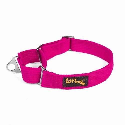 Let's Wag Martingale Fabric Collar for Dogs (Pink)