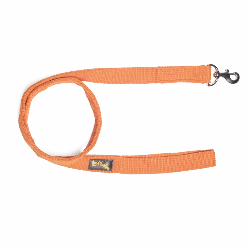 Let's Wag Single Handle Fabric Leash for Dogs (Orange)