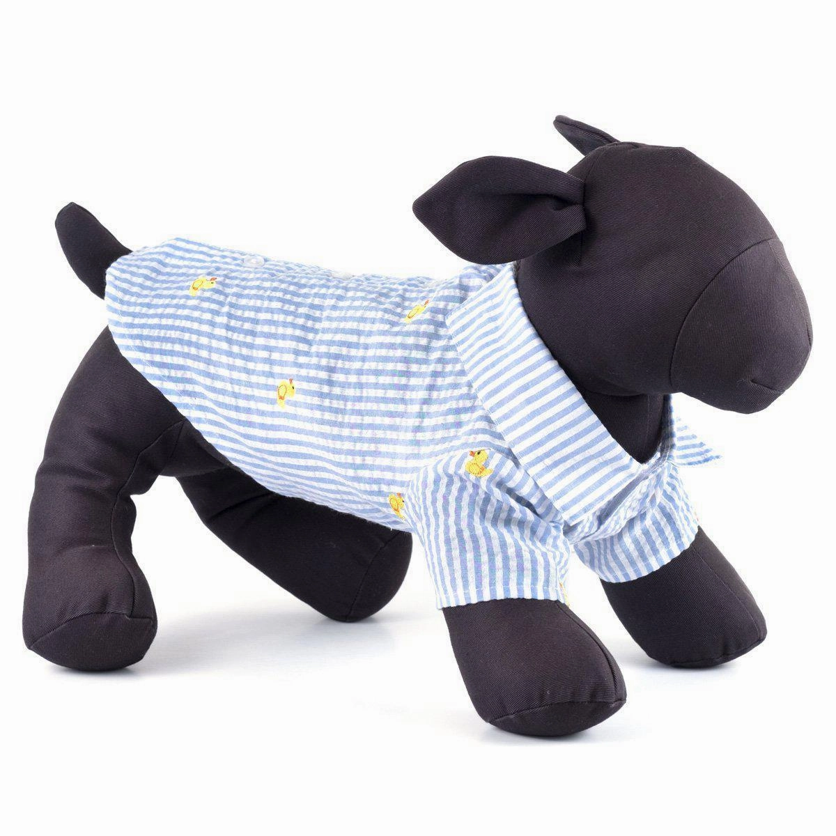 Light Blue Stripe Rubber Duck Woven Dog Shirt
