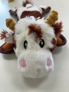 Lightning Dog Fuzzy Brown Cow Plush Dog Toy