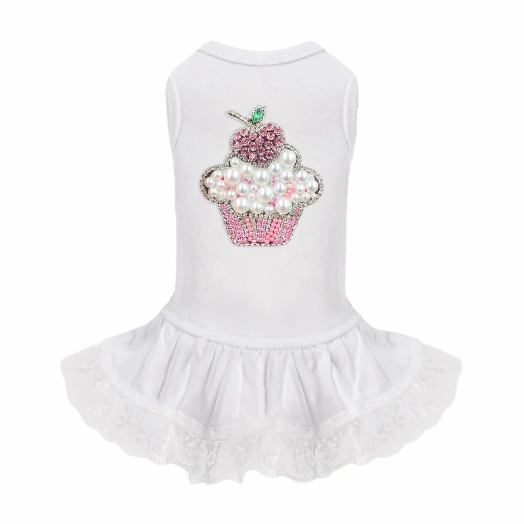 Lil' Miss Cupcake Dog Dress White