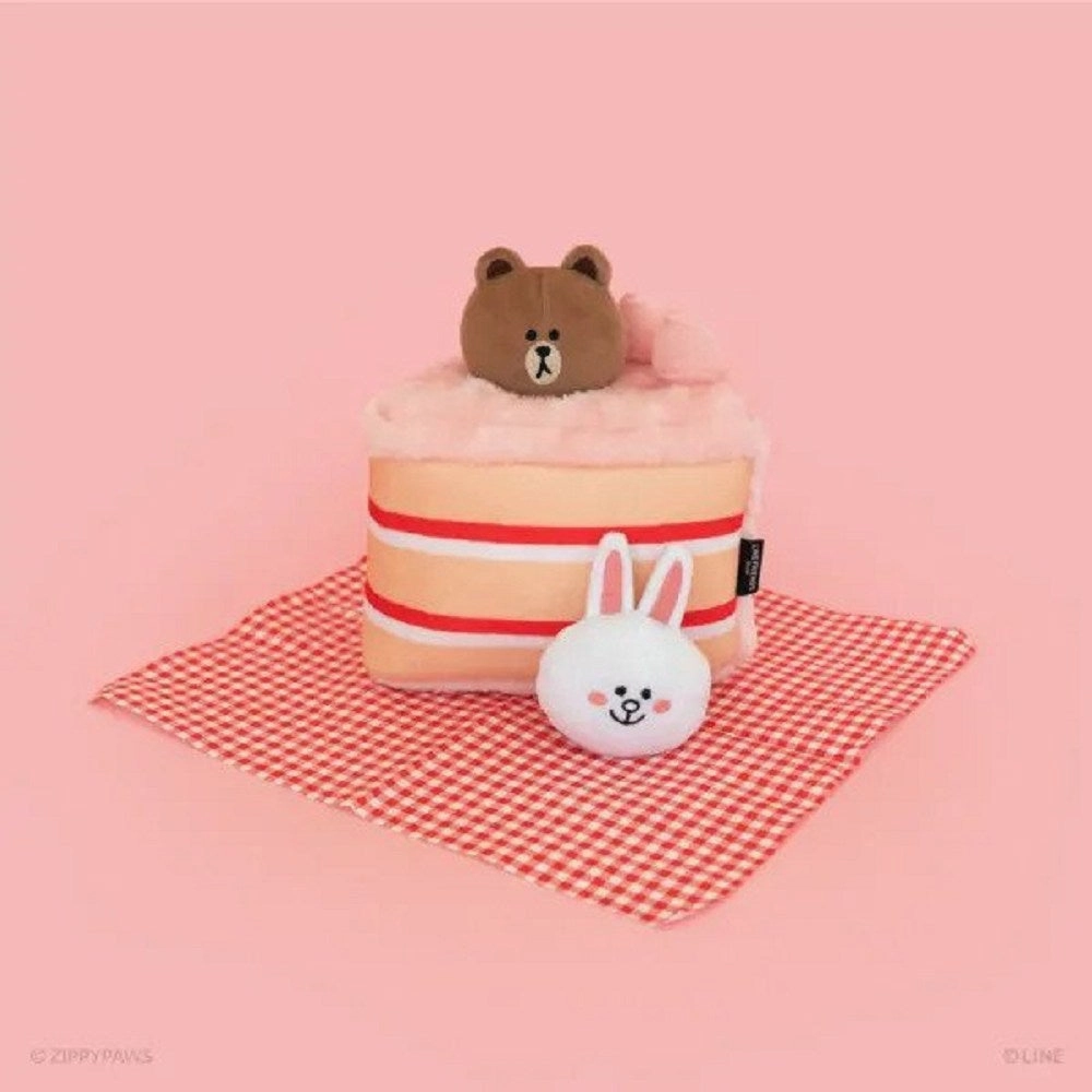 Line Friends Zippy Burrow Brown & Cony in Cake Dog Plush Toy