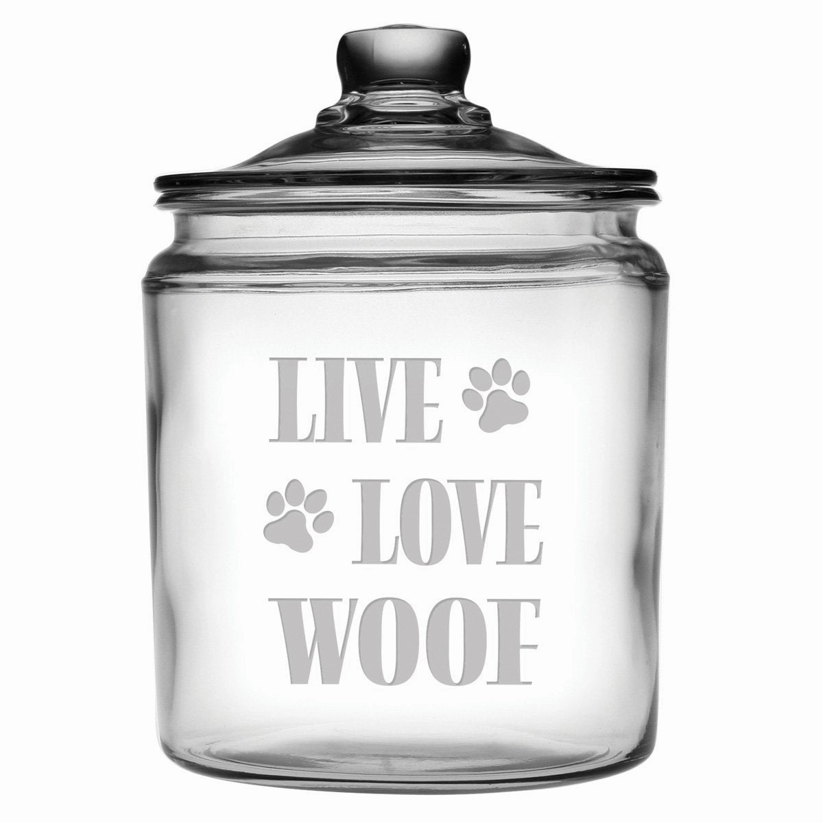 Live Love Woof Glass Dog Treat Jar
