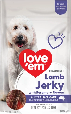 love em - Lamb Jerky with Rosemary Flavour Grain Free Dog Treat (200g)