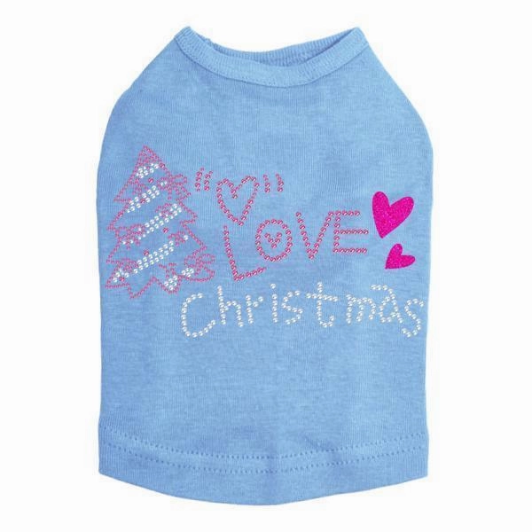 Love Pink Christmas Rhinestone Dog Tank