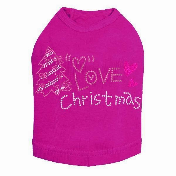 Love Pink Christmas Rhinestone Dog Tank