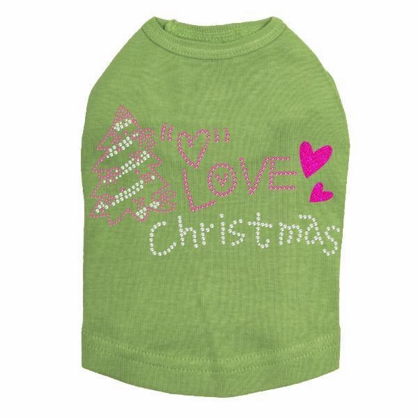 Love Pink Christmas Rhinestone Dog Tank