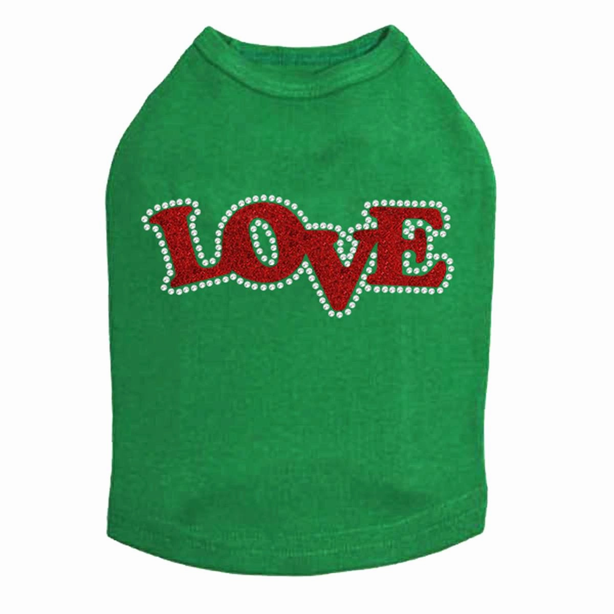 Love Red Glittter Rhinestone Dog Tank