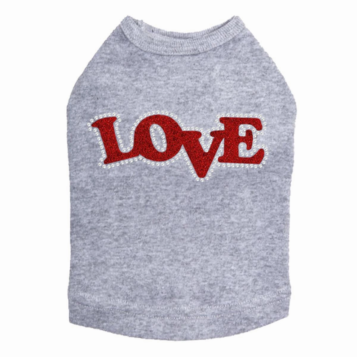 Love Red Glittter Rhinestone Dog Tank