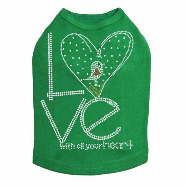 Love With All Your Heart Love Bird Rhinestone Dog Tank