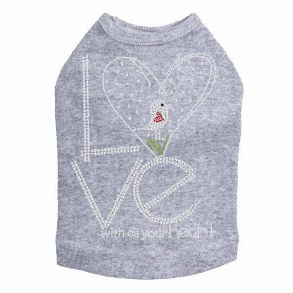 Love With All Your Heart Love Bird Rhinestone Dog Tank