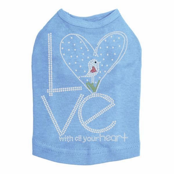 Love With All Your Heart Love Bird Rhinestone Dog Tank