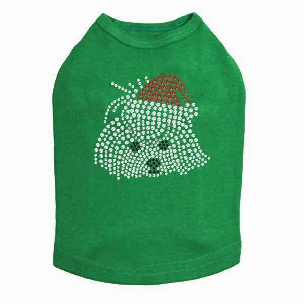 Maltese Santa Rhinestone Dog Tank