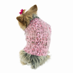 Marilyn Cardigan Dog Sweater Pink Leopard