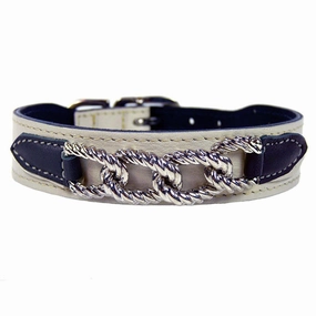 Mayfair Collection Dog Collar Eggshell/Charcoal