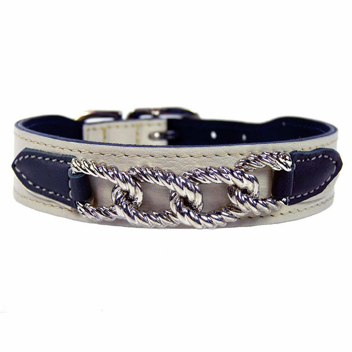 Mayfair Collection Dog Collar Eggshell/Charcoal