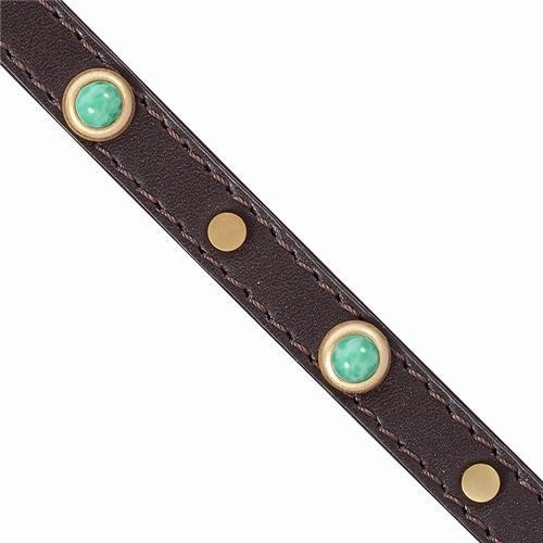 Mini Boho Brown Leather Dog Collar