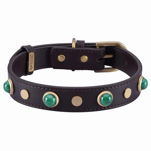 Mini Boho Brown Leather Dog Collar