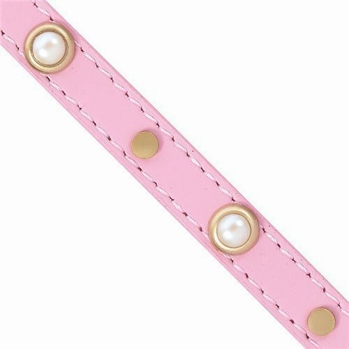 Mini Boho Pearl Pink Leather Dog Collar