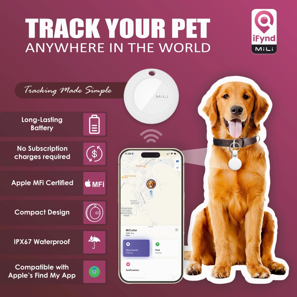 Mitag Anti Loss Device with Keychain for Dogs and Cats (White) | IOS