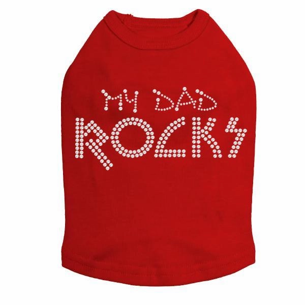 My Dad Rocks Rhinestone Dog Tank