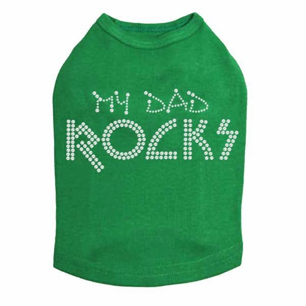 My Dad Rocks Rhinestone Dog Tank