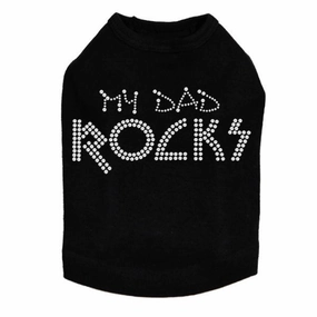 My Dad Rocks Rhinestone Dog Tank