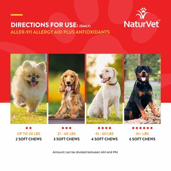 NaturVet Aller-911 Allergy Aid plus Antioxidants Soft Chews For Dogs