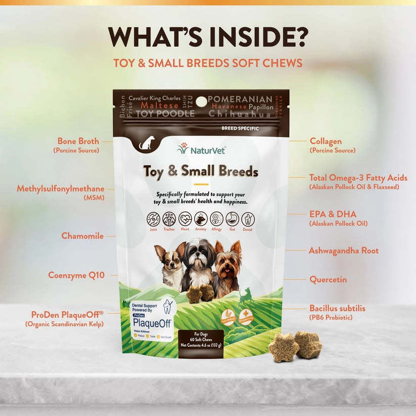 NaturVet Breed Specific Toy & Small Breeds Soft Chews for Dogs