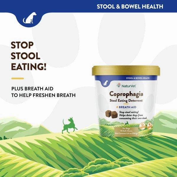 NaturVet Coprophagia Stool Eating Deterrent plus Breath Aid Soft Chews for Dogs